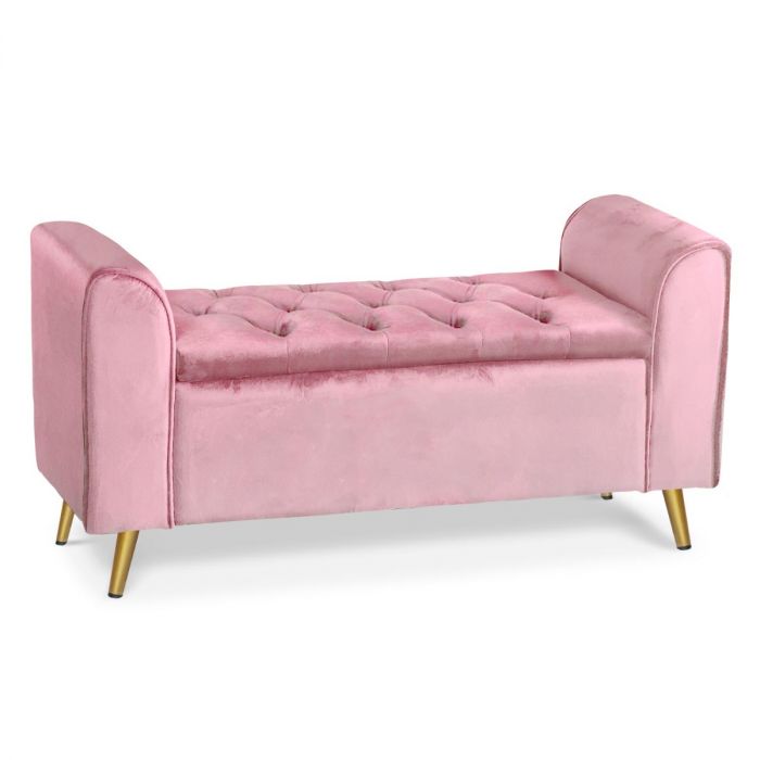 Banquette Coffre Winnie Velours Rose