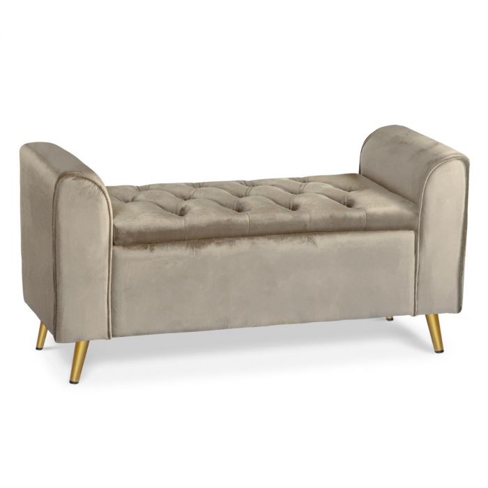 Banquette Coffre Winnie Velours Taupe